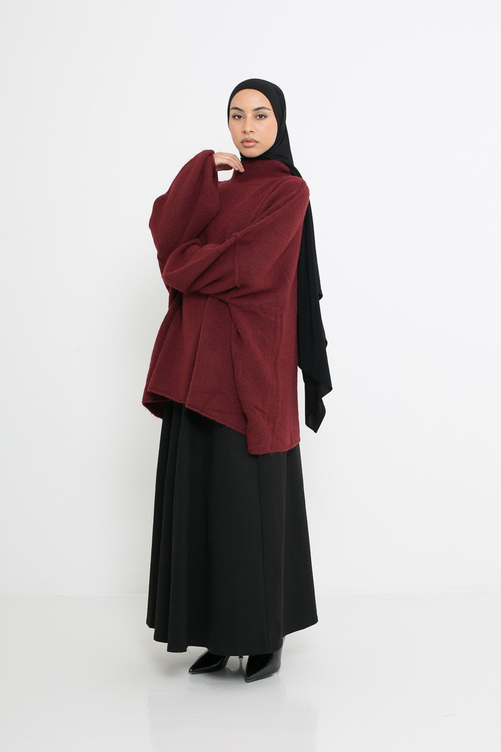 Pull coupe oversize couleur brique pour femme musulmane. Boutique hijab.