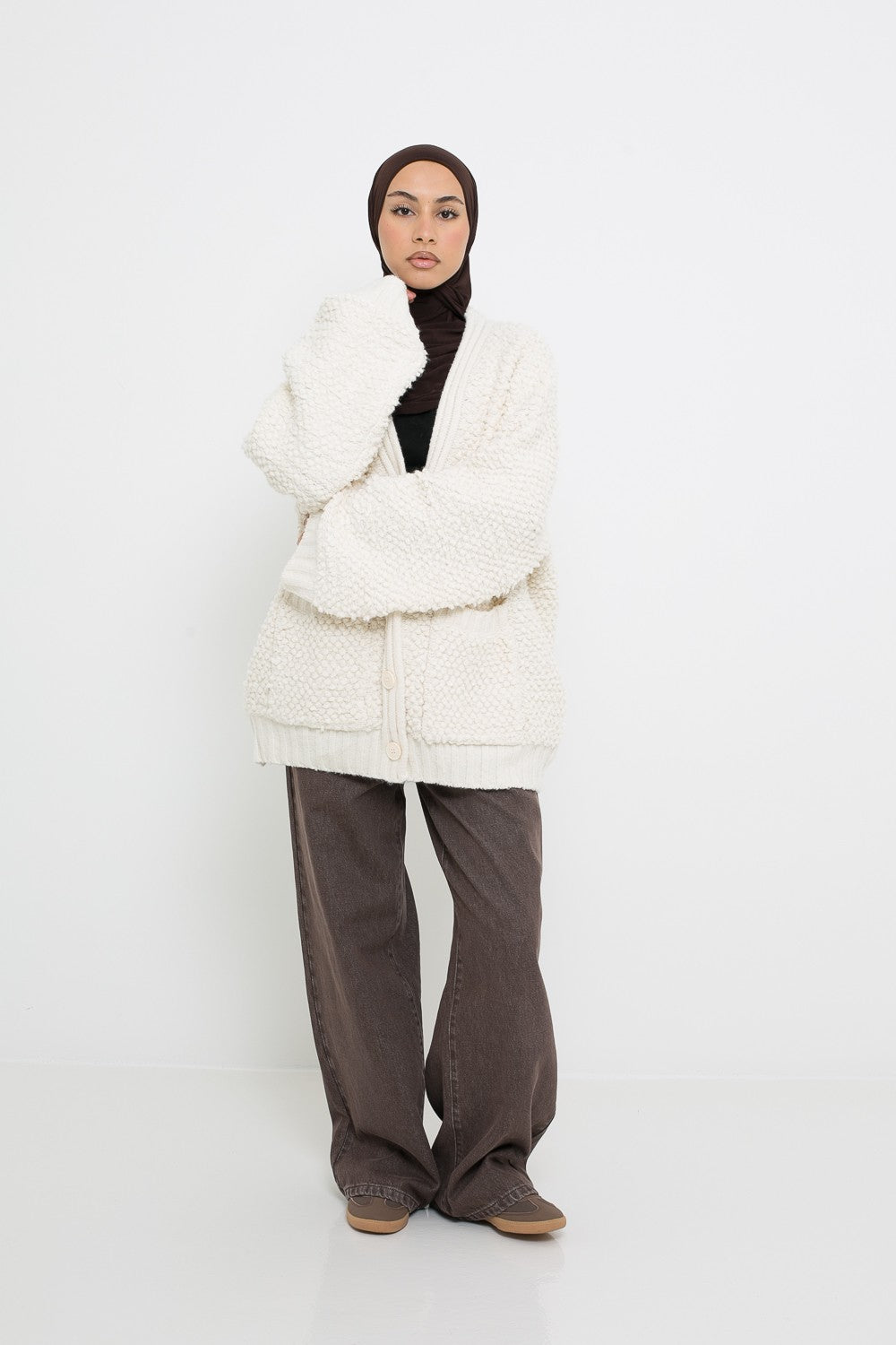 Maxi gilet chaud ample pour femme musulmane.