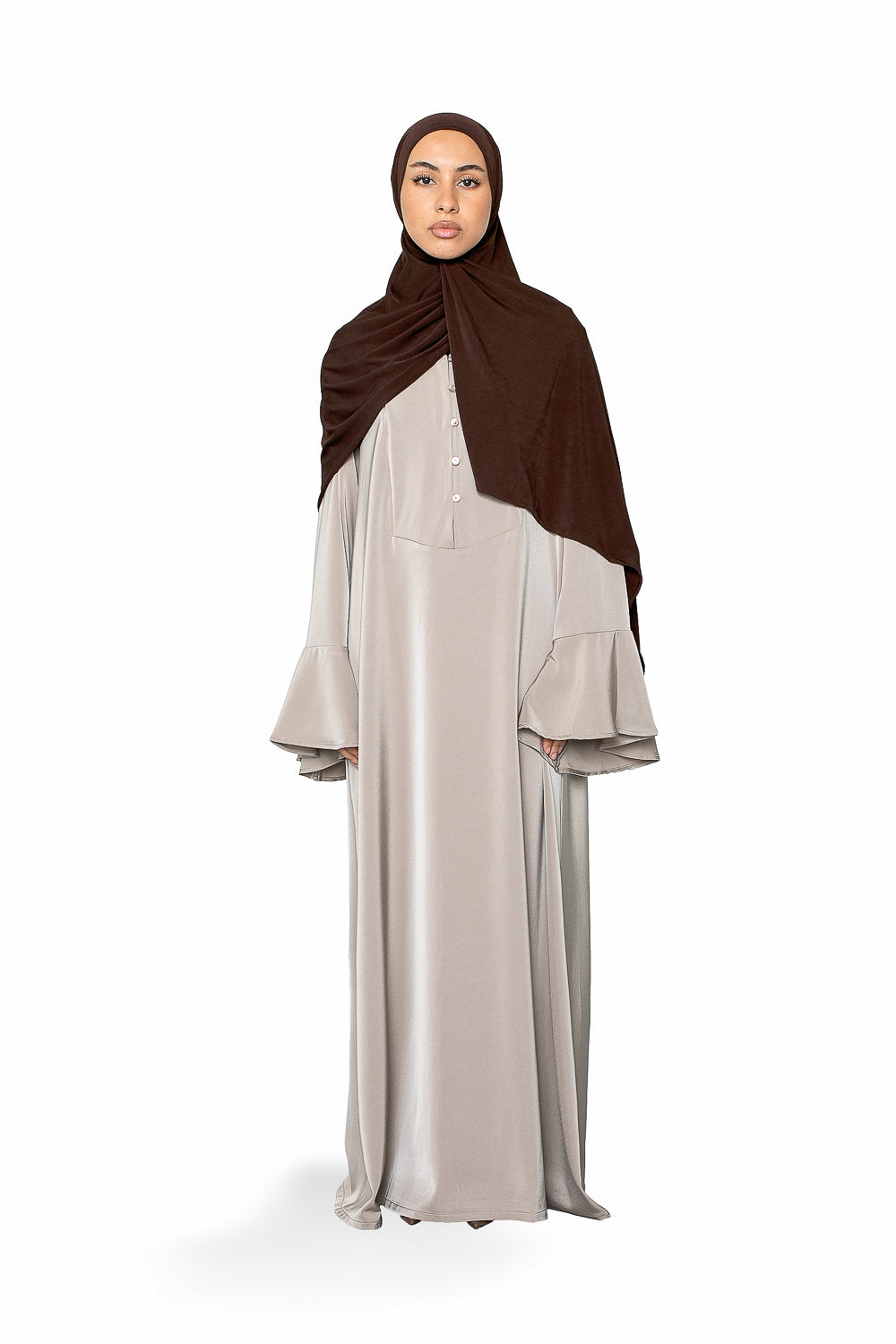 Robe ample à bouton et manche large pour femme musulmane.Boutique hijab.