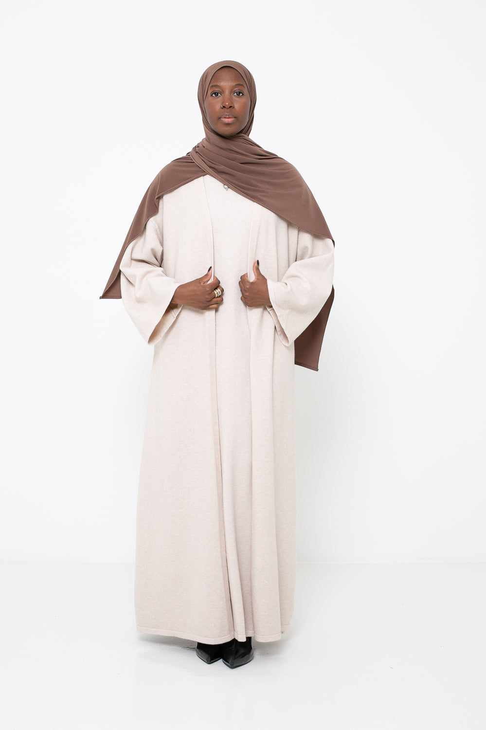 Abaya pull crème pour femme musulmane