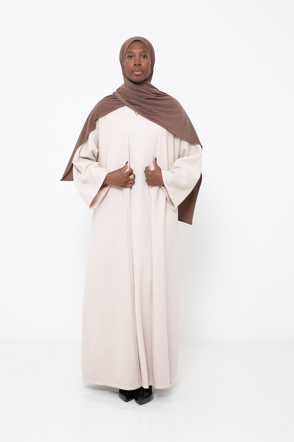 Abaya pull crème pour femme musulmane