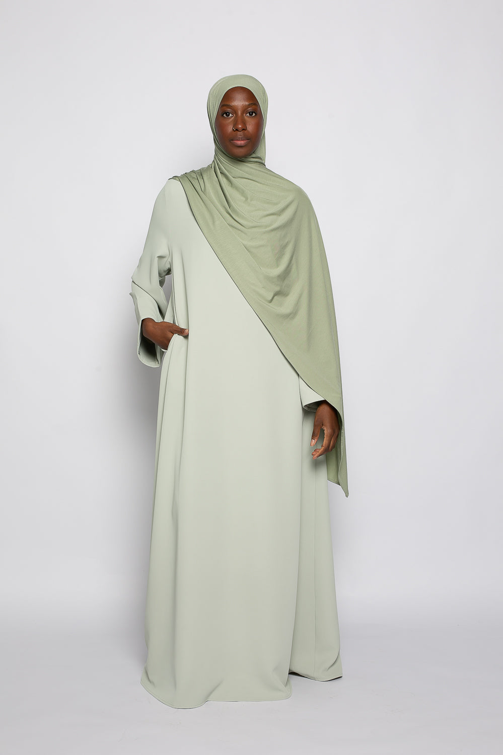 Robe longue et ample vert clair pour printemps été boutique hijab