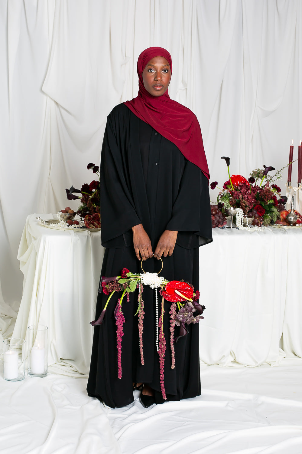 Abaya longue coupe évasée noir collection ramadan 2026