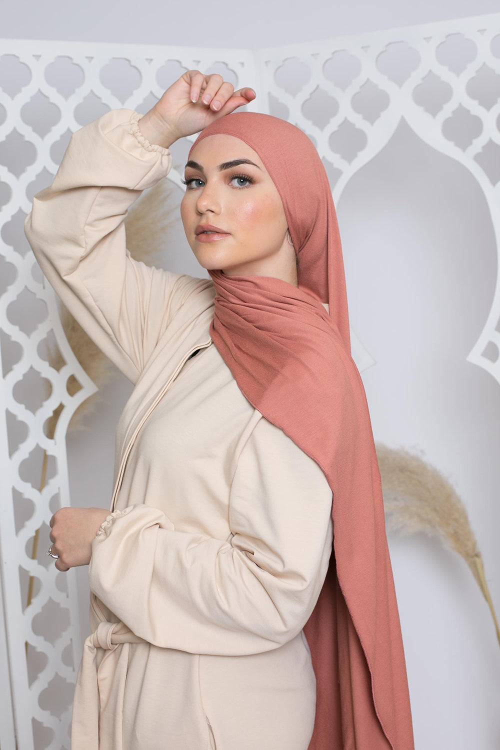 Hijab jersey lux soft pêche boutique modeste fashion musulmane