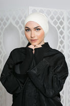 Bonnet à nouer premium jersey blanc cassé