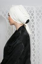 Bonnet à nouer premium jersey blanc cassé