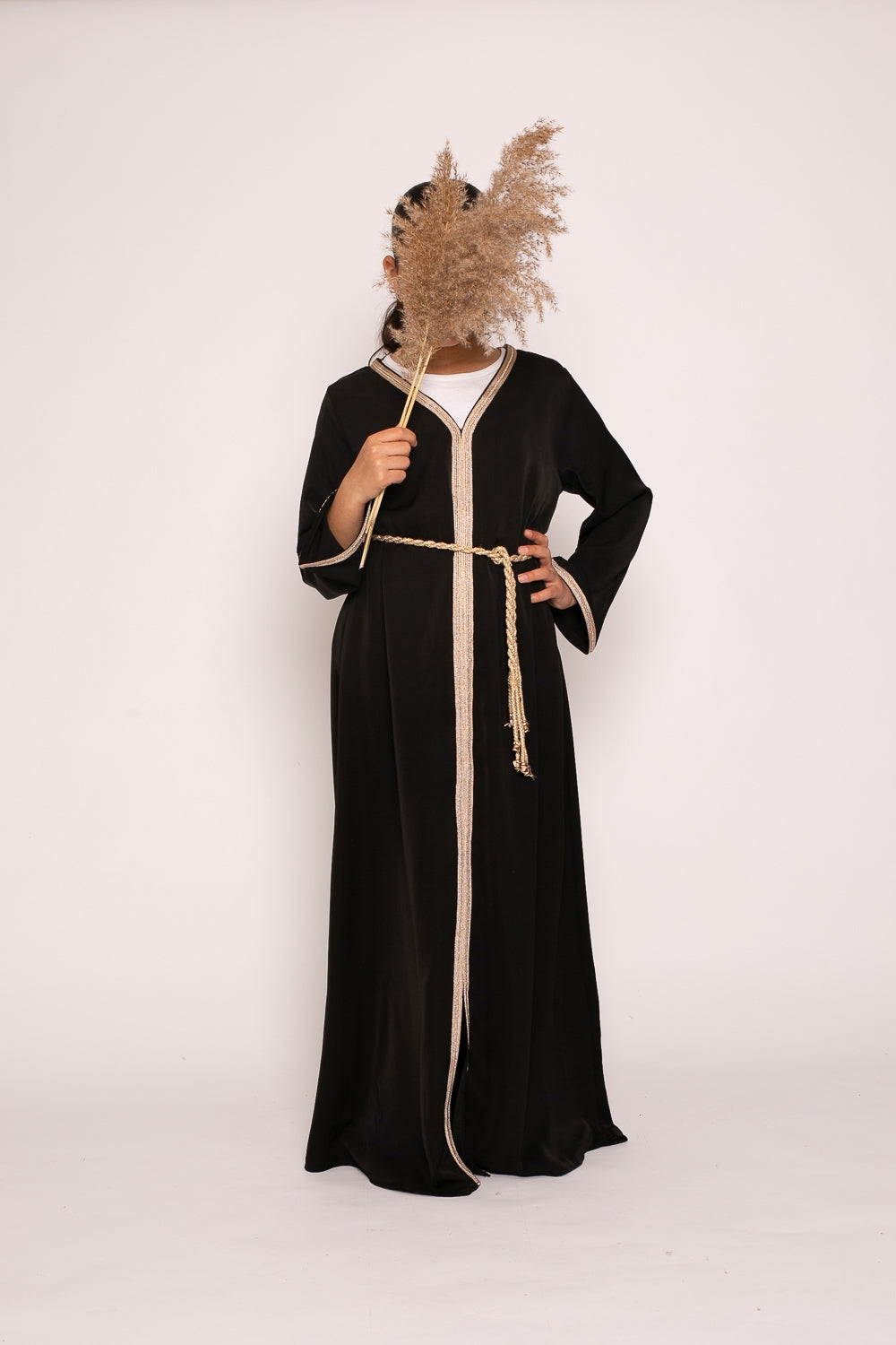 Robe caftan fille noir pour fête boutique moderne pas cher musulmane