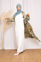 Robe sans manche satiné blanche collection printemps été boutique prêt à porter pour femme musulmane