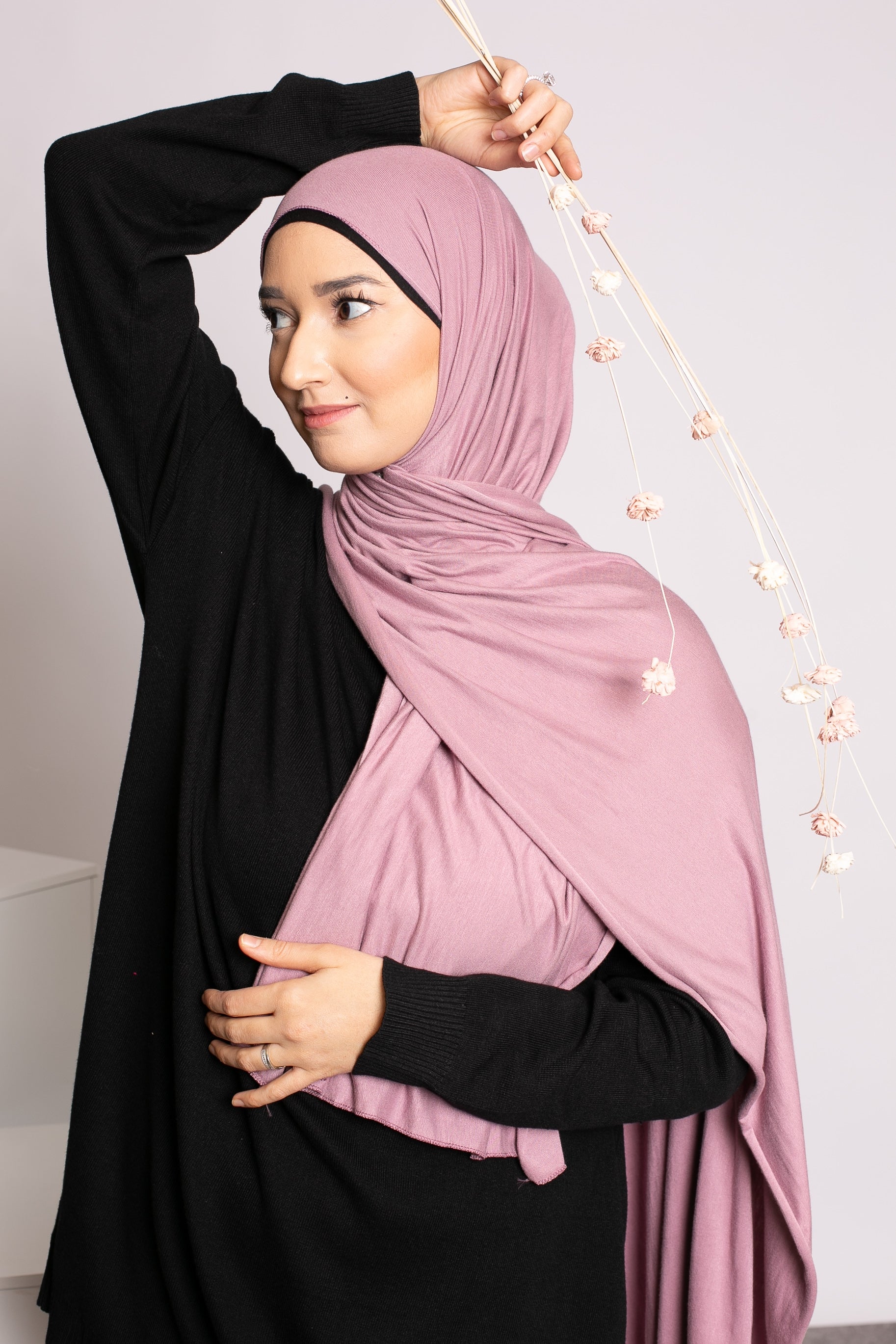 Hijab jersey soft prune rosé