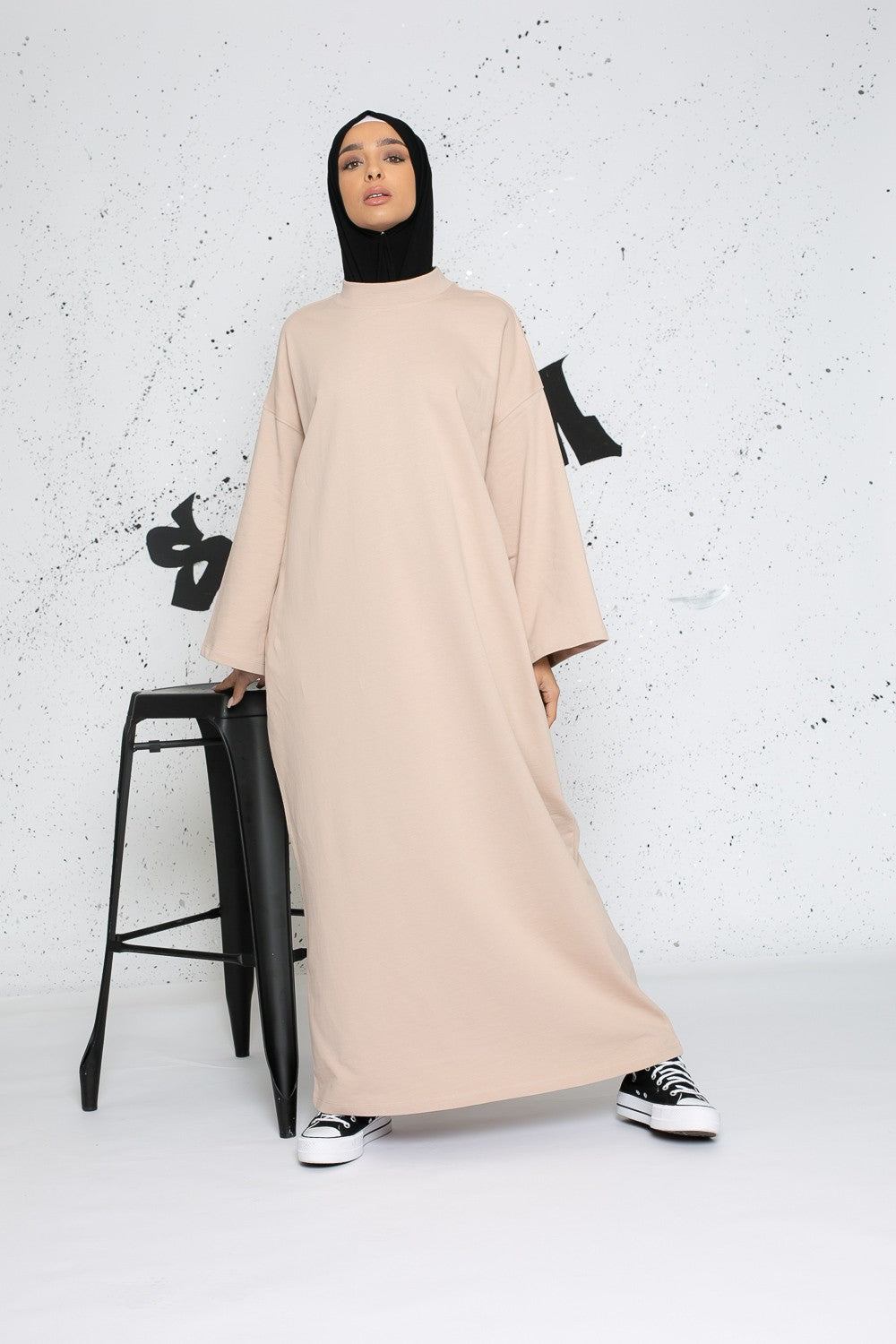 Robe sweat oversize manche large pour femme