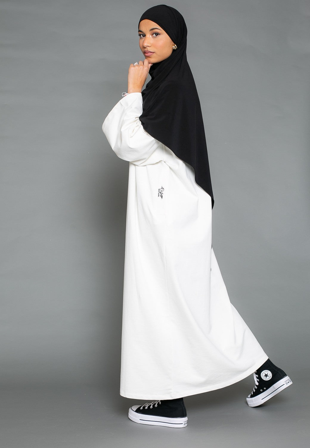 Robe sweat manche large sportswear pour jeune fille musulmane