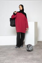 Maxi t-shirt Salam bordeaux en coton pour femme modeste
