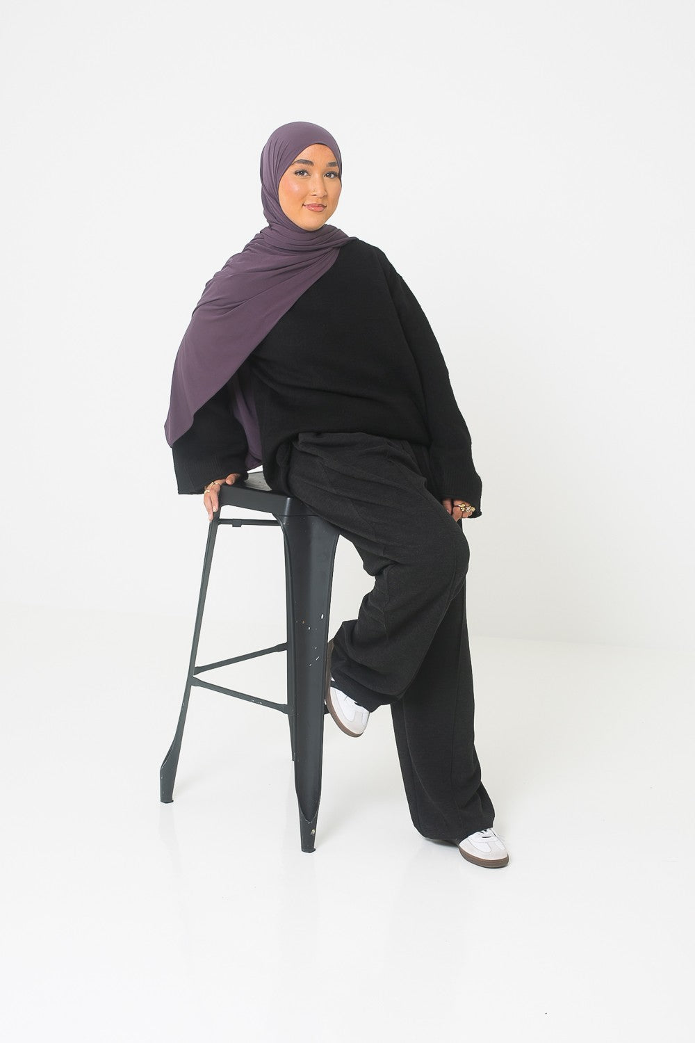 Pantalon ample d'hiver gris foncé pour femme musulmane