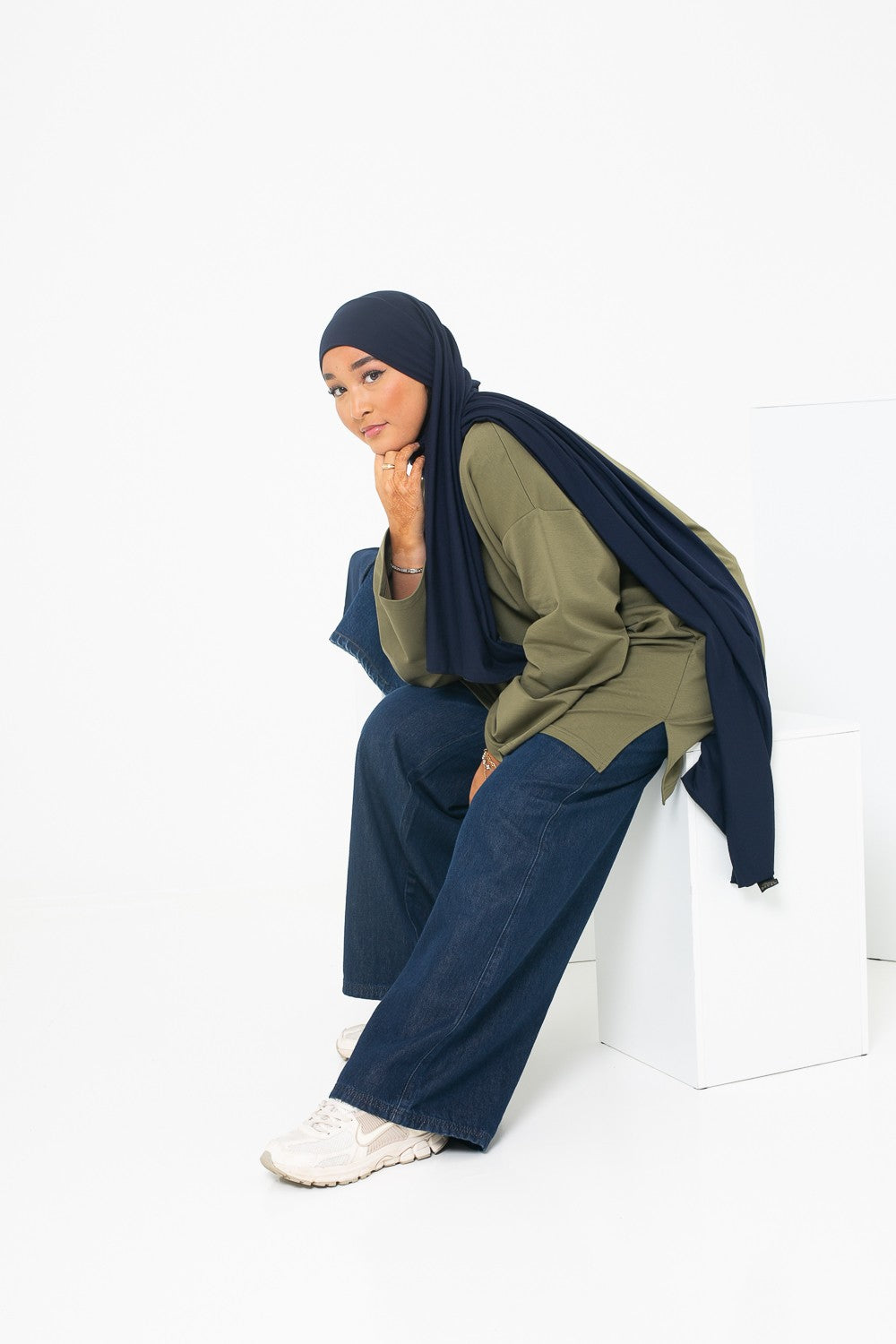 Jean loose pour femme musulmane. Marque Salam.