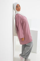 Maxi t-shirt vieux rose Salam pour jeune femme musulmane