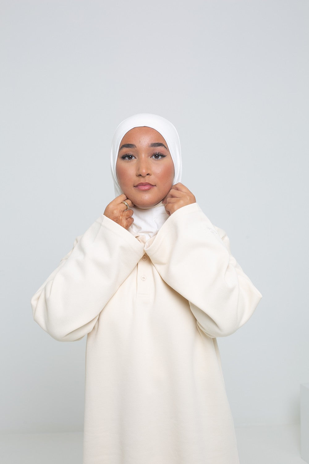Cagoule hijab 2 en 1 blanc cassé