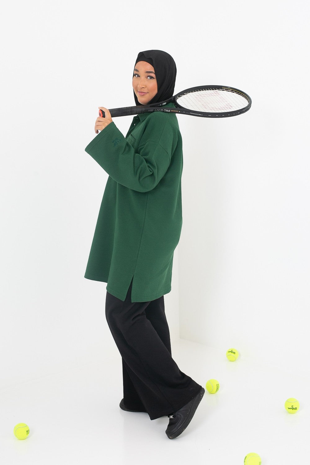Maxi polo ample vert pour femme musulmane