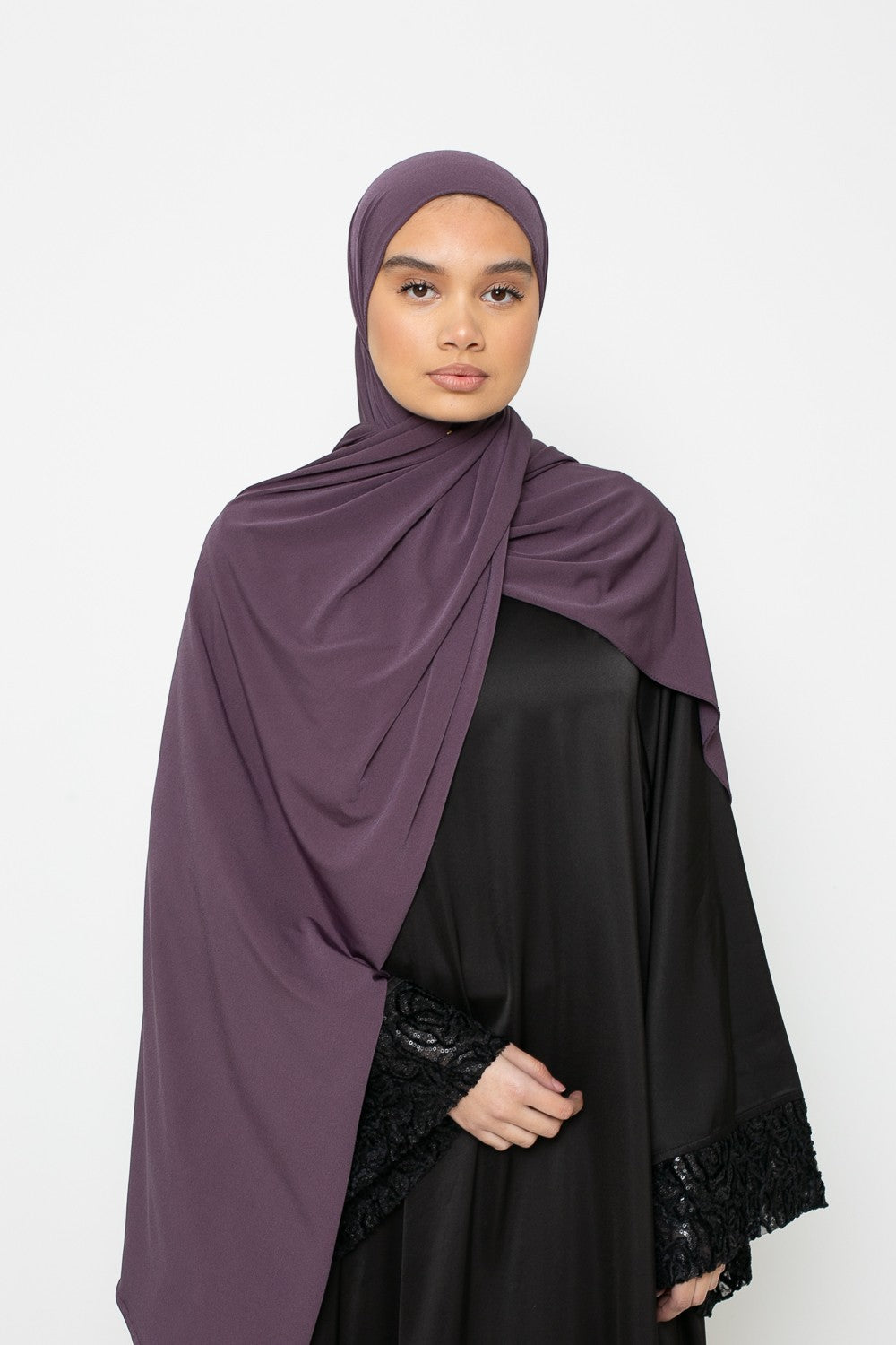 Hijab Jersey premium prune qualité supérieur