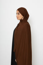 Hijab prêt à nouer Jersey marron boutique musulmane