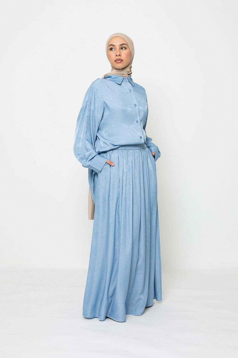 Jupe longue évasée en coton printemps été pour femme musulmane