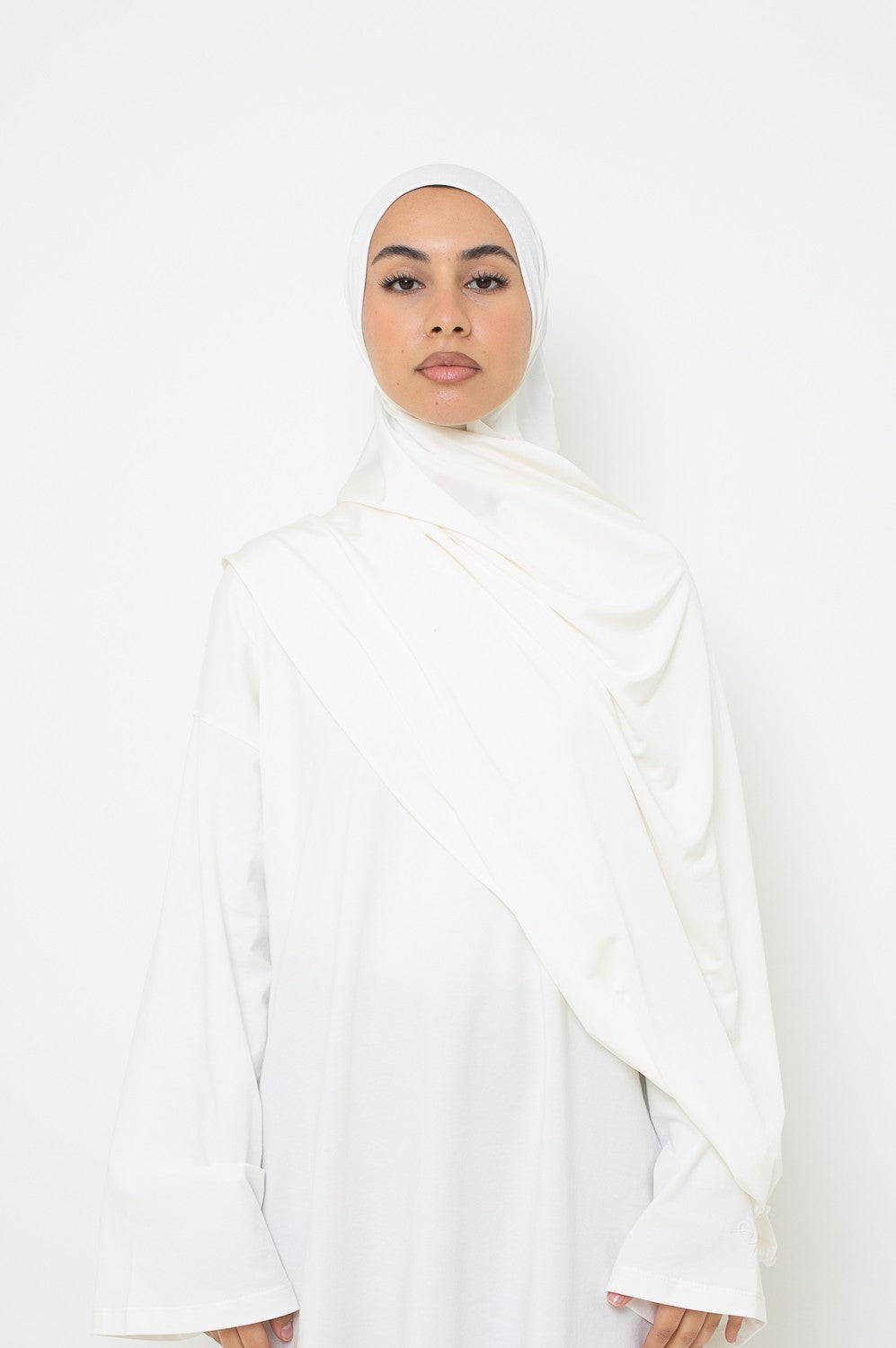 Hijab vague jersey blanc cassé