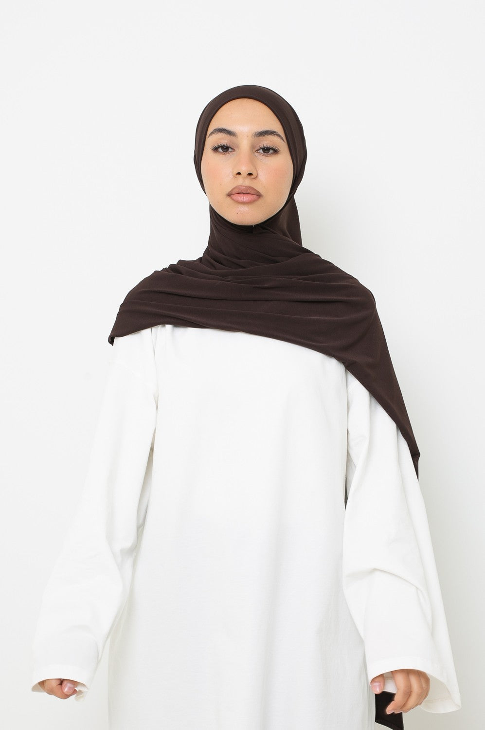 Hijab Jersey premium prêt à nouer marron
