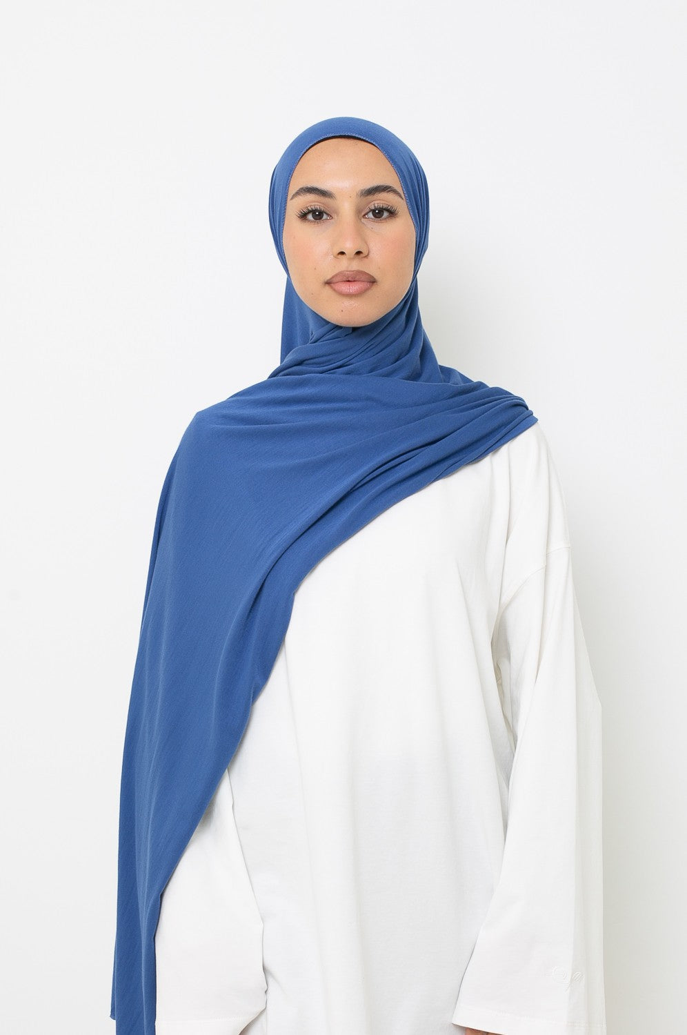 Hijab jersey viscose coton bleu