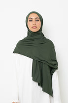 Hijab jersey coton à nouer kaki fonce