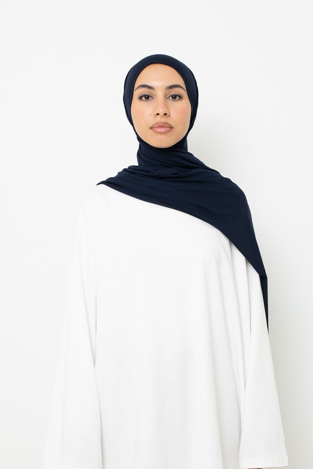 Hijab jersey coton prêt à nouer bleu