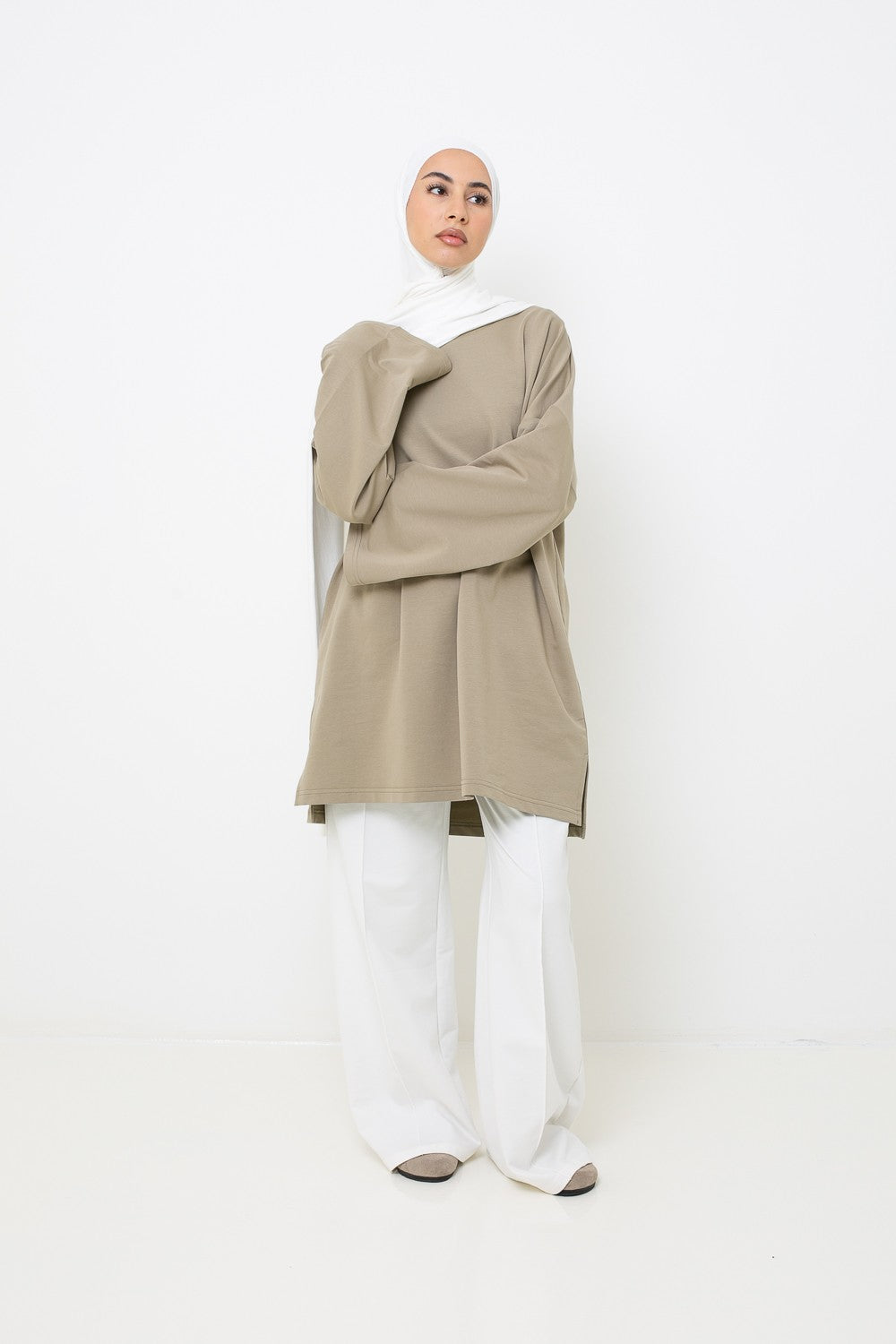 Pantalon ample coton blanc pour femme boutique modeste