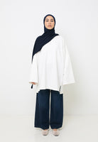 Haut ample en coton blanc cassé printemps été pour femme musulmane