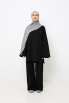 Haut ample en coton noir printemps été. Boutique vêtement création pour femme musulmane CM.