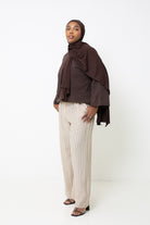 Pantalon ample lin beige en lin pour femme musulmane. Boutique hijab.