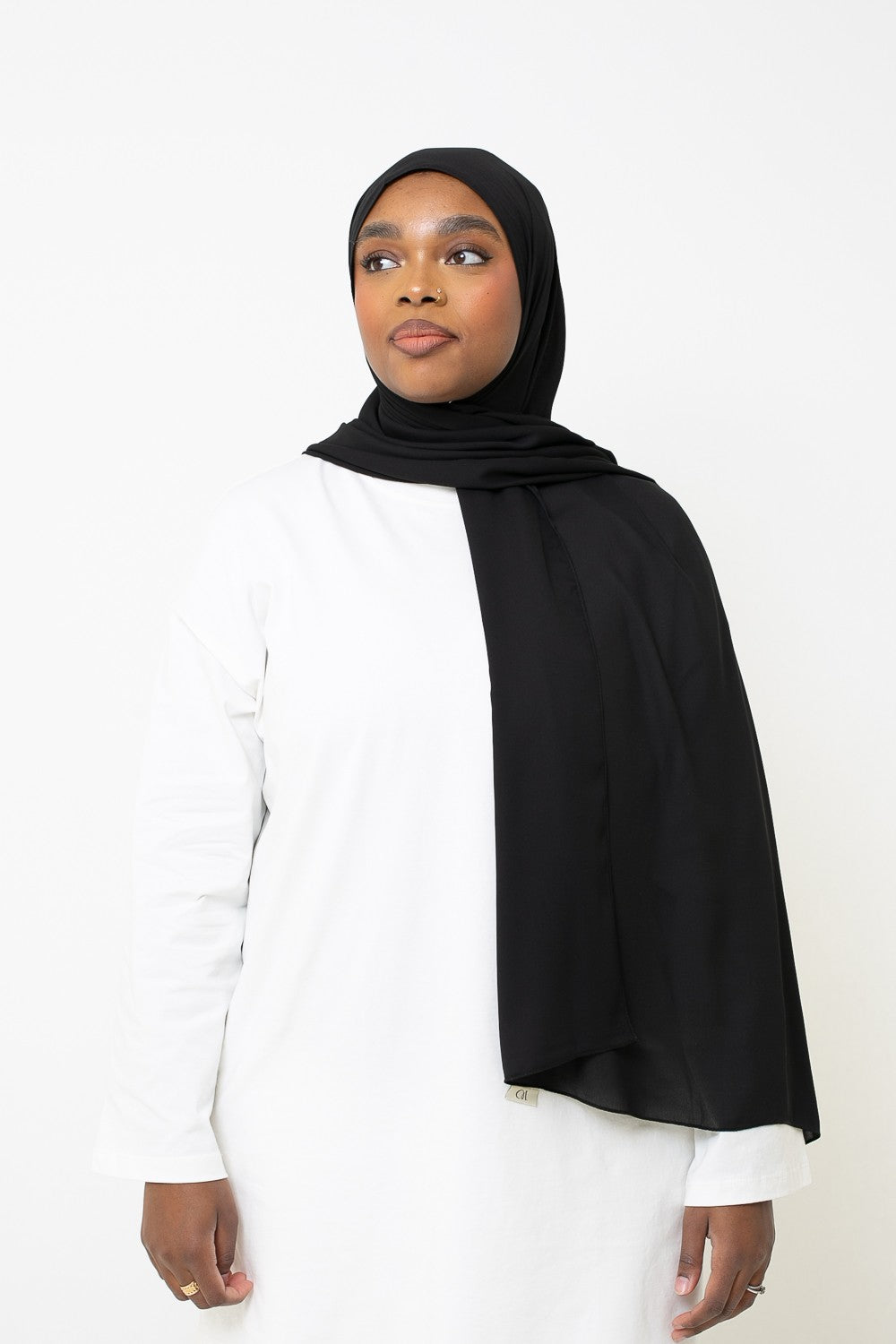 Hijab mousseline premium noir pour printemps été