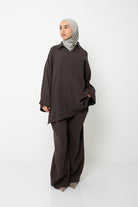 Ensemble ample en gaz de coton. Pantalon et haut ample et long. Collection printemps été. Boutique hijab musulmane.