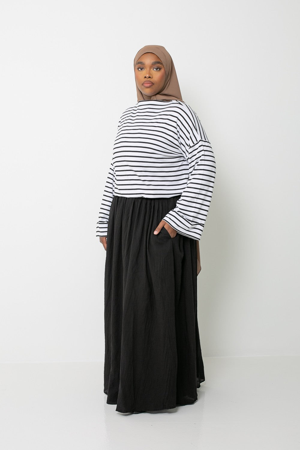 Marinière blanche printemps été pour femme musulmane