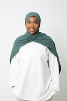 Hijab soie de Médine sauge foncé. Boutique hijab musulmane