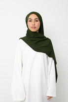 Hijab soie de Médine kaki foncé à nouer