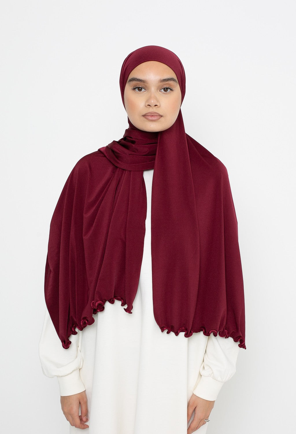 Hijab jersey premium vague bordeaux
