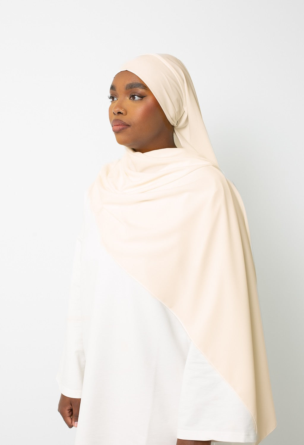 Hijab prêt à nouer soie de Médine écru