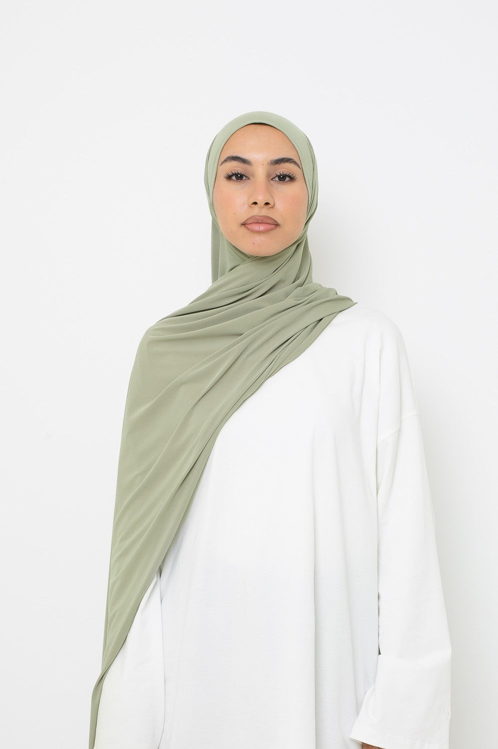Hijab jersey premium vert amande