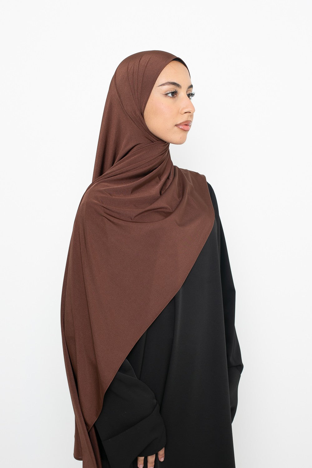 Hijab jersey satin premium chocolat