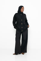 Cardigan noir mi long pour femme musulmane. Boutique hijab