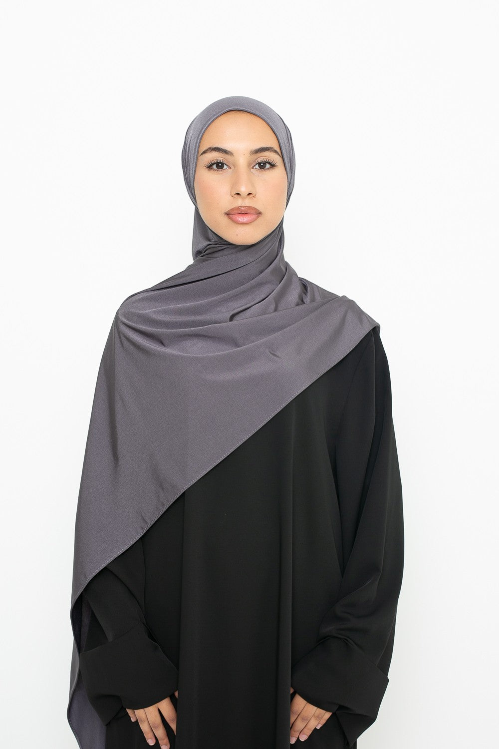 hijab jersey satin gris foncé