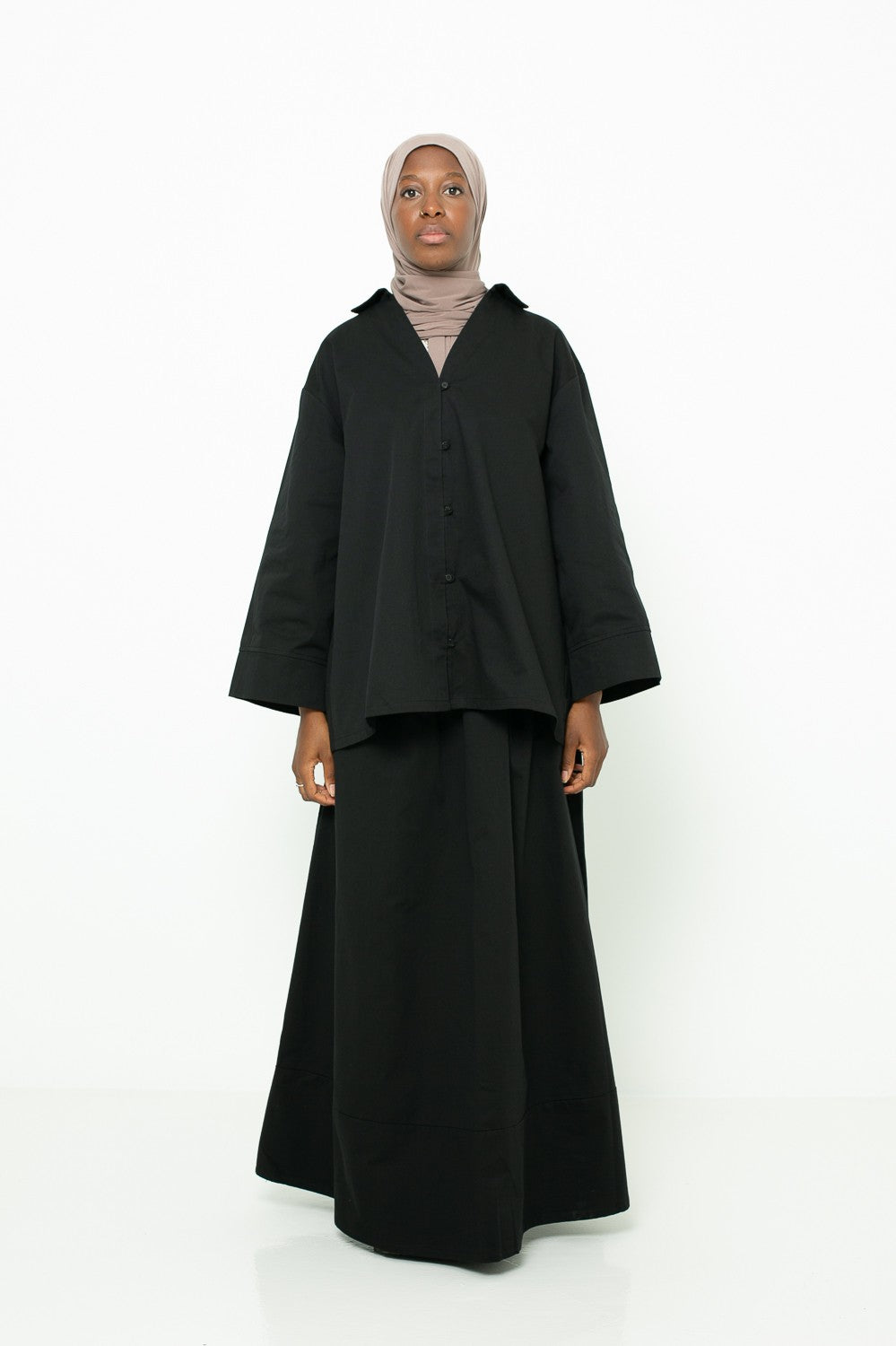 chemise coton noir ample pour hiver. Boutique hijab moderne