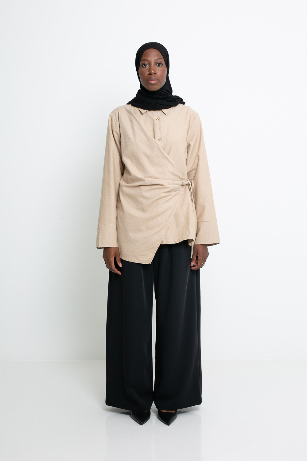 Chemise création à nouer en coton. Boutique mode musulmane.