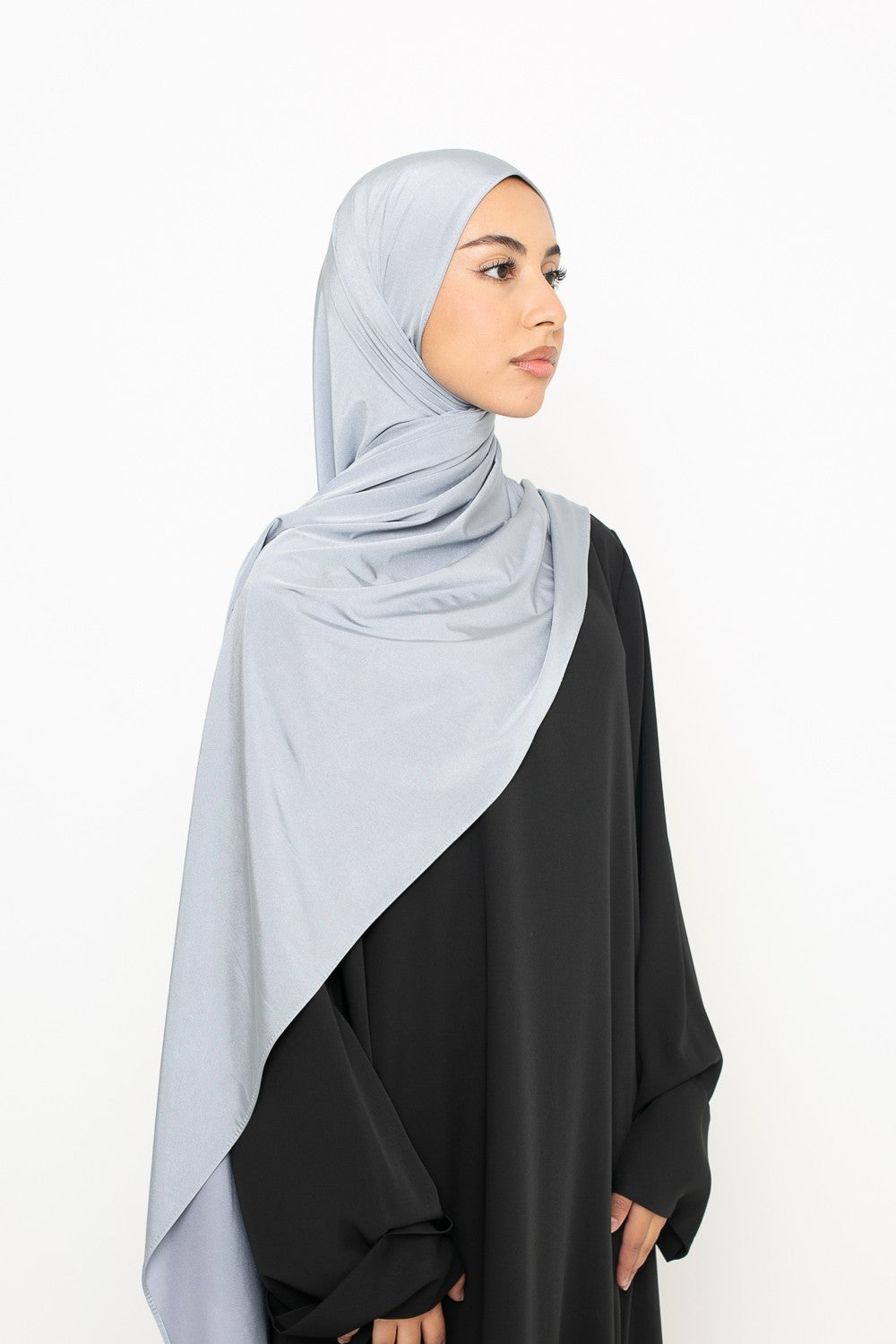Hijab jersey satin argent