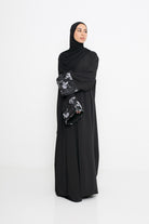 Kimono brocard noir pour femme musulmane