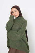 Pull ample en laine avec col montant. boutique modeste fashion.