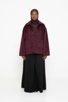 Veste en laine couleur Burgundy pour femme modeste. Boutique hijab moderne.